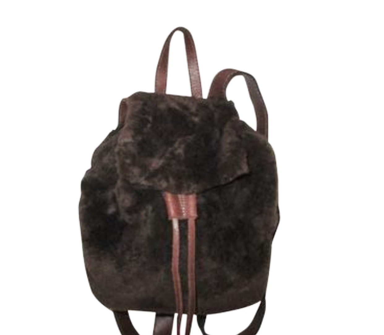 VINTAGE J. CREW DARK BROWN SHEARLING SMALL BACKPACK