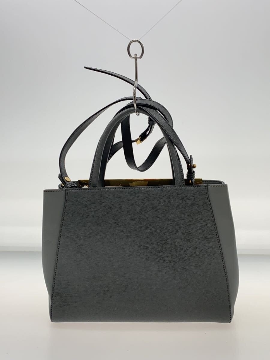 FENDI PETITE 2JOURS Petit Trousseau 2WAY Handbag Leather GRY Solid Spots Present