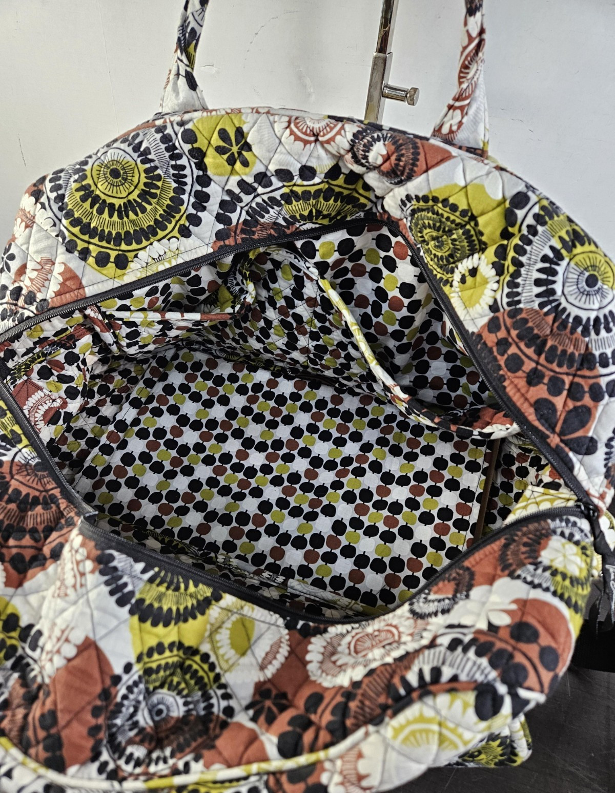 Vera Bradley Carry On Weekender Cocoa Moss Large Overnight Bag Shoulder Strap