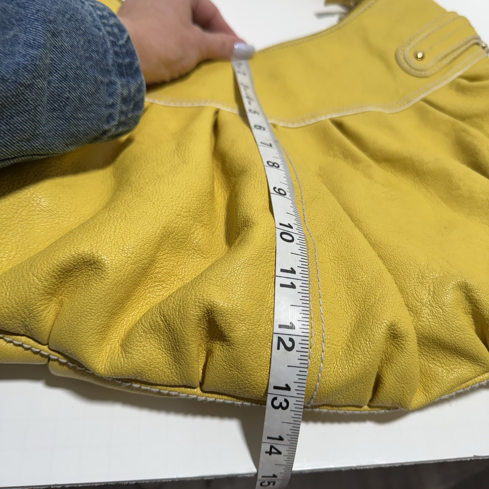 Via Spiga Large Hobo Leather Shoulder Bag Canary Yellow Single Handle