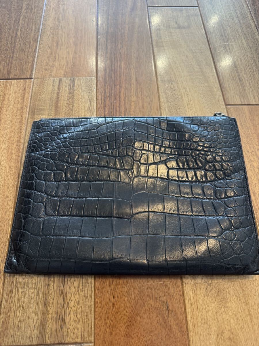 Authentic Saint Laurent Paris Leather Black Silver Hardware Clutch From Japan