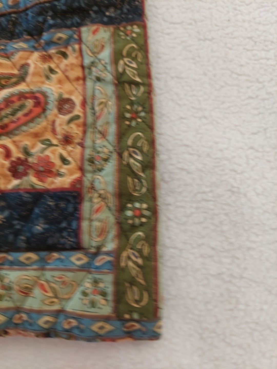 Quilted Purse Handmade Paisley Blue, Green, Beige, Gold With Handle One
