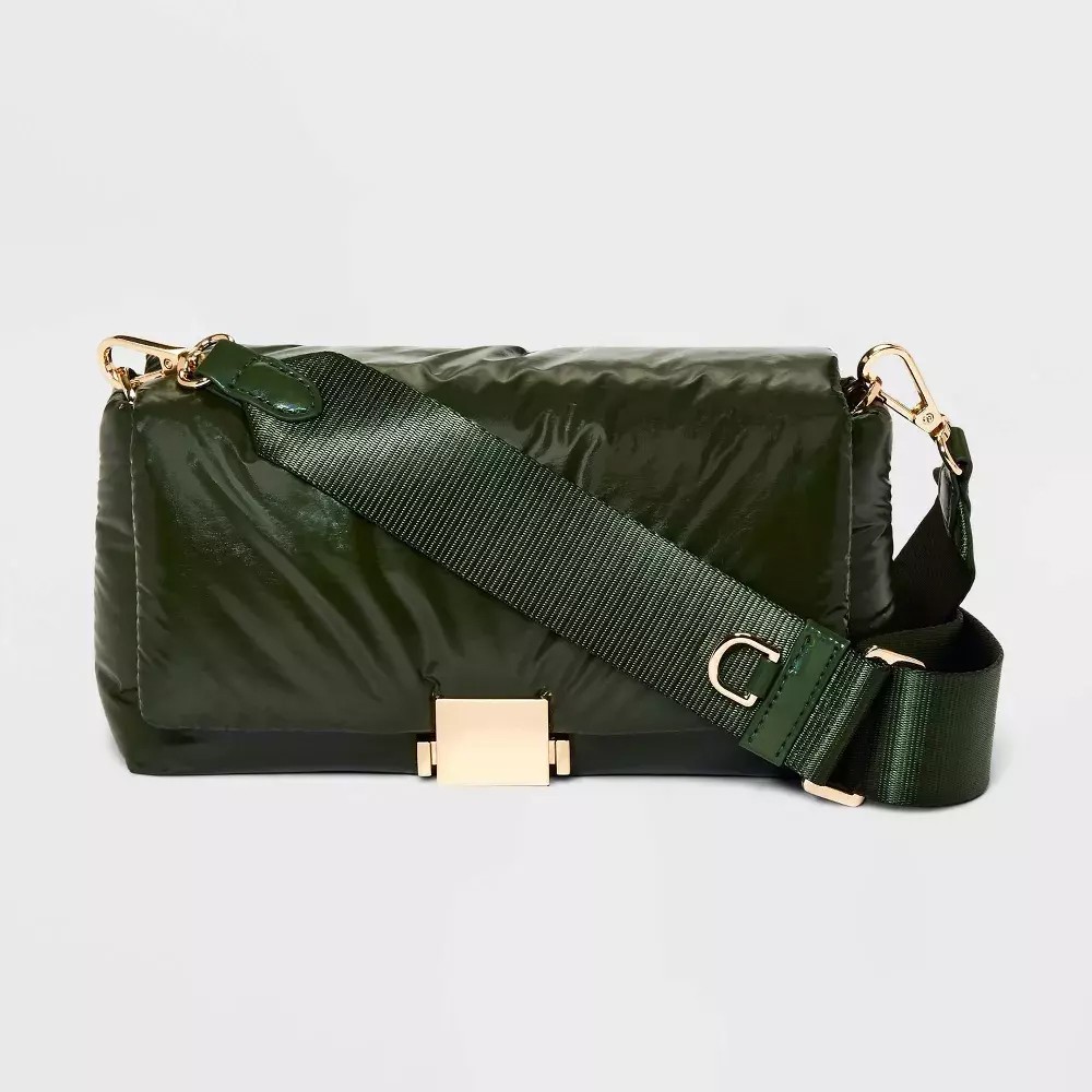 A New Day Sophie Puffy Crossbody Bag in Olive Green