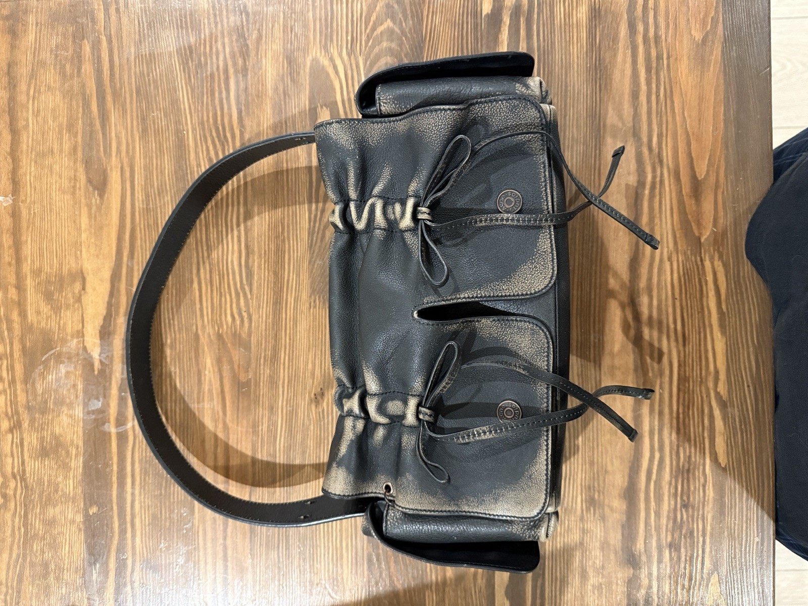 Original Acne Studios Multipocket Shoulder Bag in Dark Brown Distressed Leather