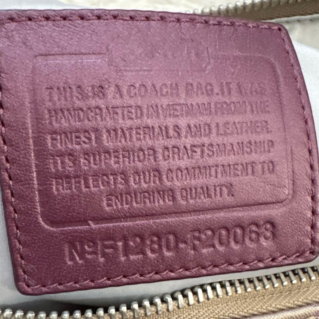Coach Ashley Signature Canvas Convertible Boston Bag Taupe Burgundy F20068
