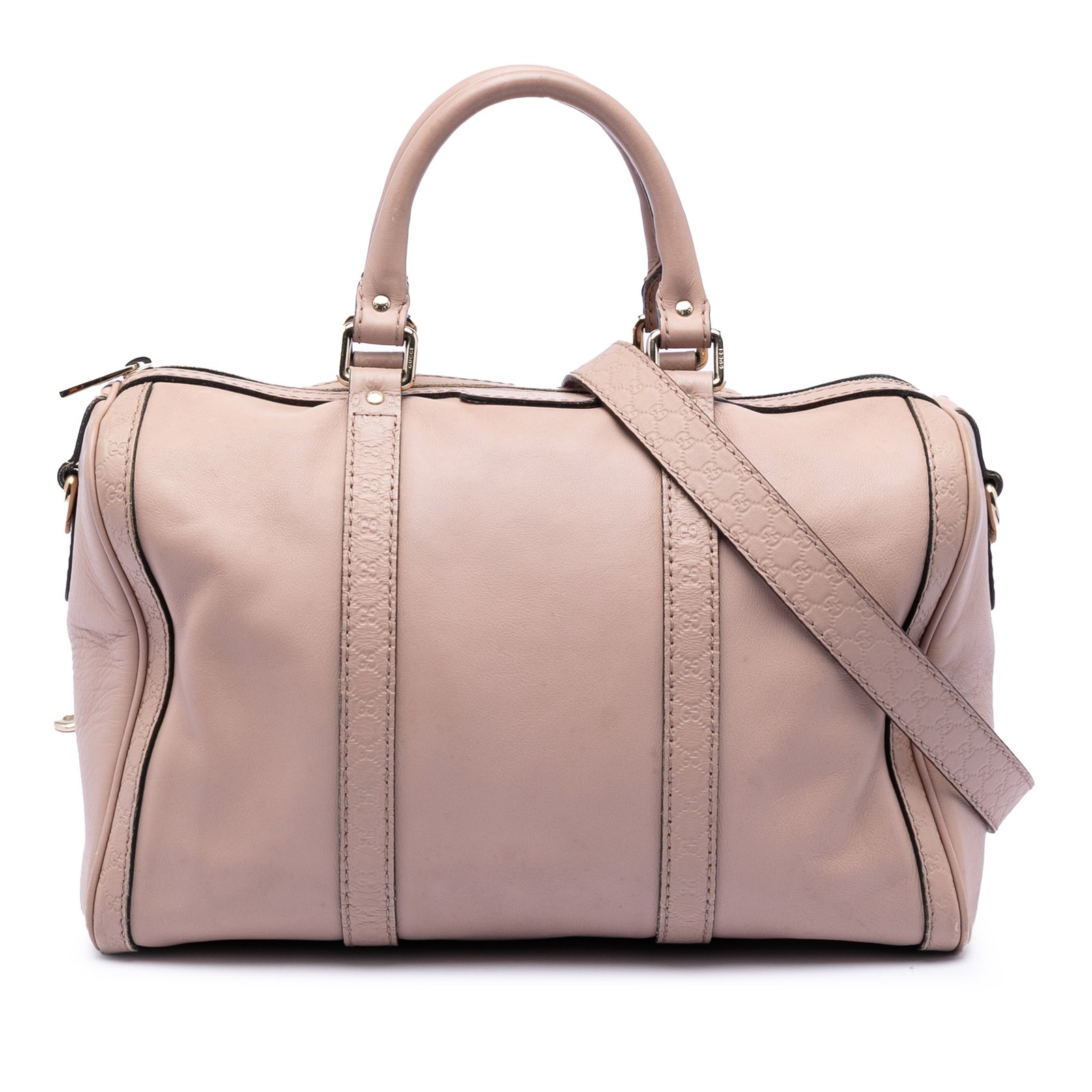 Gucci Medium Calfskin Microssima Trim Joy Boston Bag Pre-Loved Nude