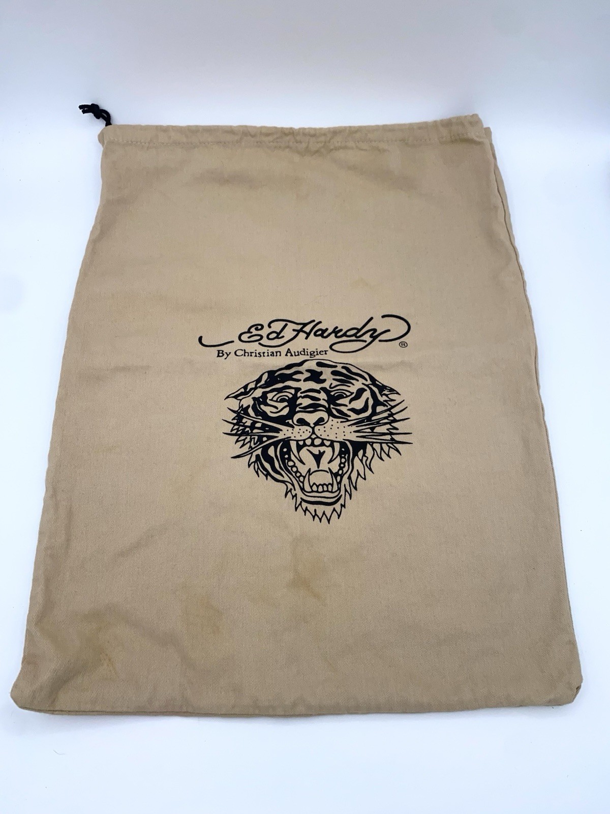 Y2K Vtg ED HARDY Christian Audigier Tiger Tattoo Dust Bag Tote 14 X 18