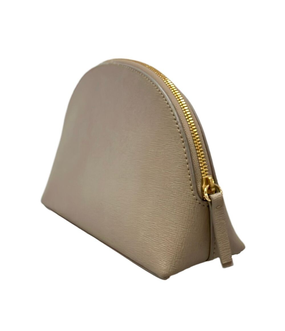 Furla Women s Greige Pouch Semi Circle Zip Gold Hardware 19.5cm EUC