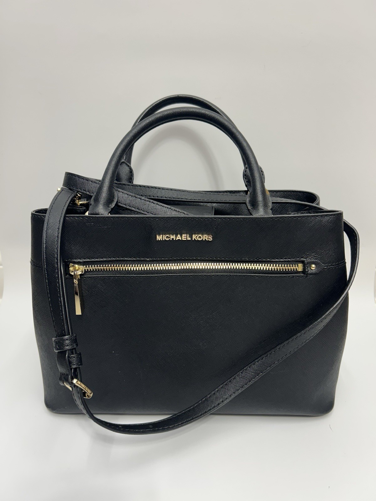 Michael Kors purse Hailee Large Leather Satchel Shoulder Black Classic Designer