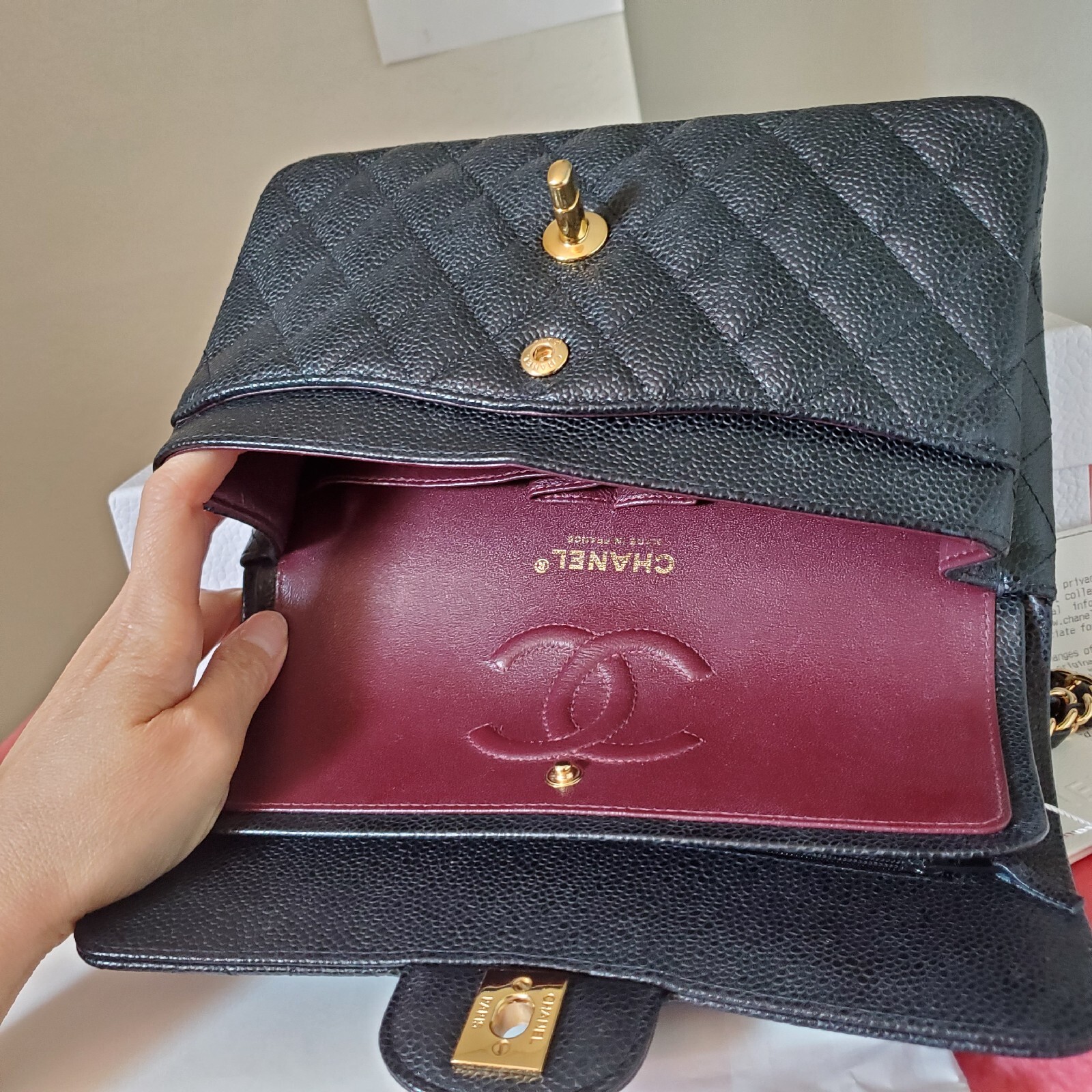$11,300 CHANEL Classic small double Flap Bag black ca.viar gold hw year 2021