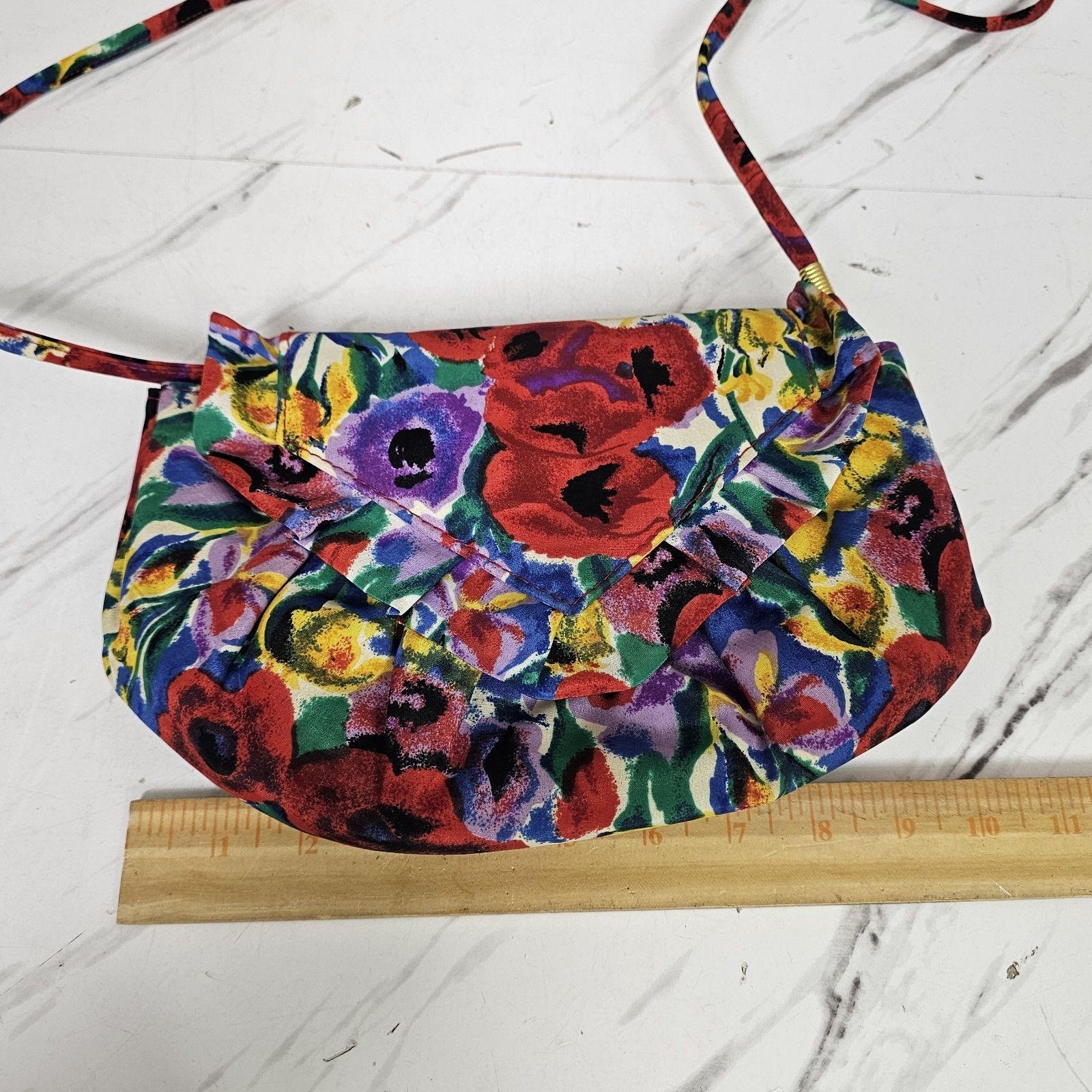 Vintage J. Reneé Floral Satin Shoulder Bag 80s 90s Colorful Hong Kong