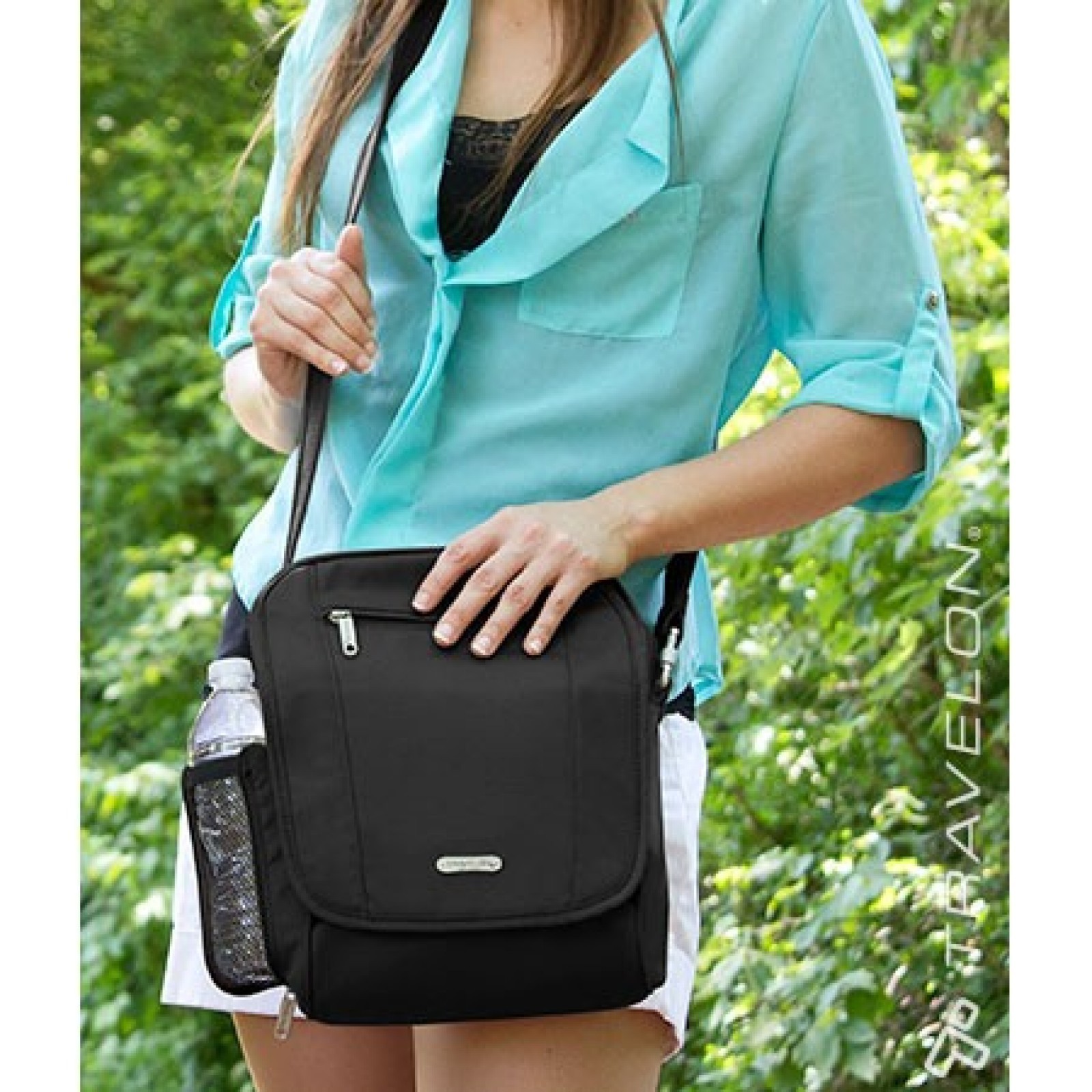 Travelon Anti-Theft Classic Tour Bag 42472 Black RFID Crossbody Organizer