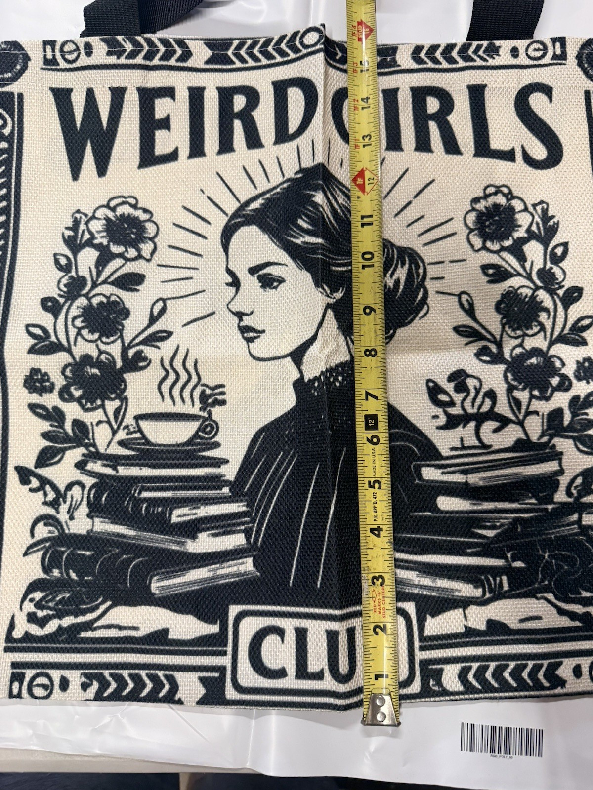 Weird Girls Club White/Black Canvas Tote bag