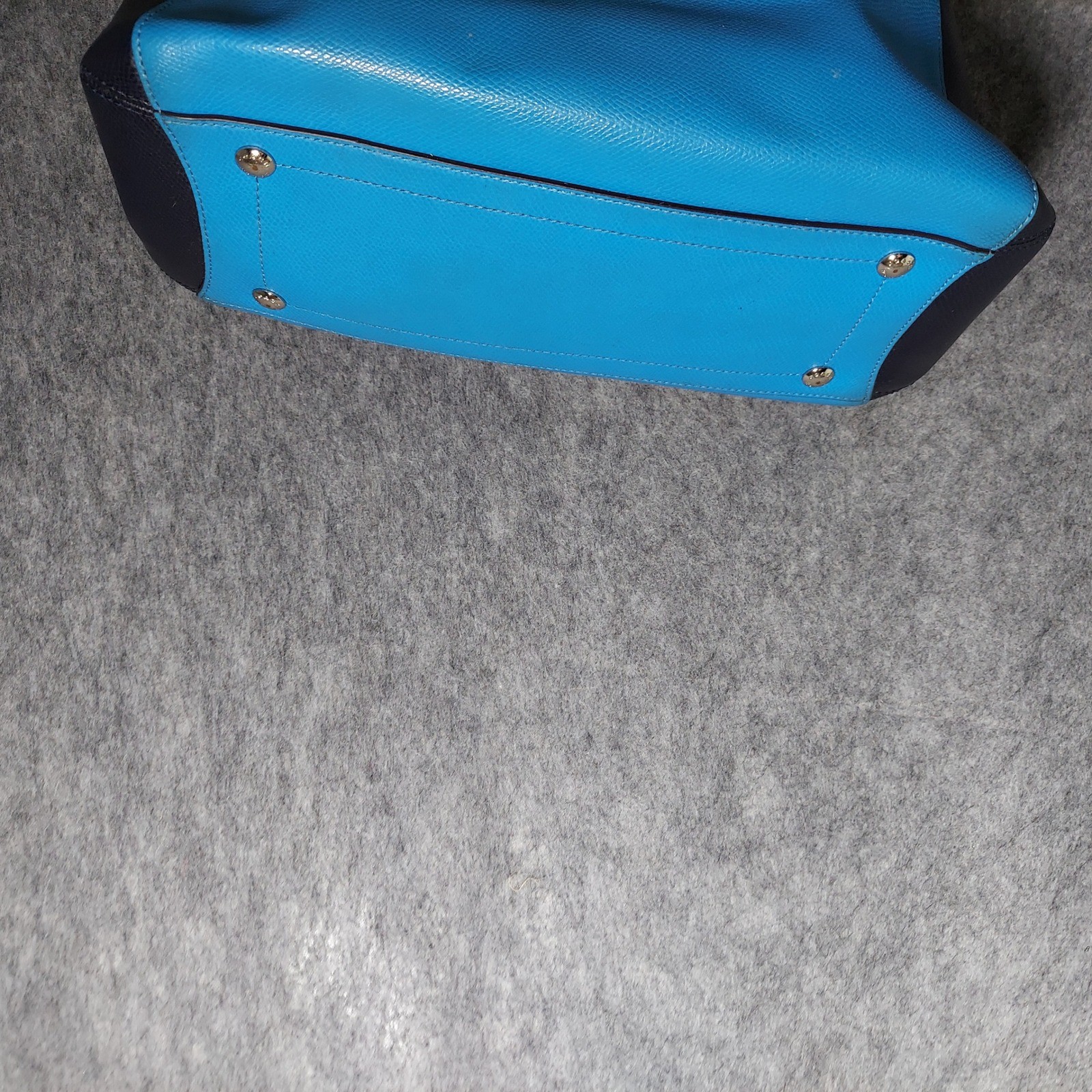 Coach Pebbled Leather Satchel Crossbody Bag Handbag Blue Orange Shoulder Purse