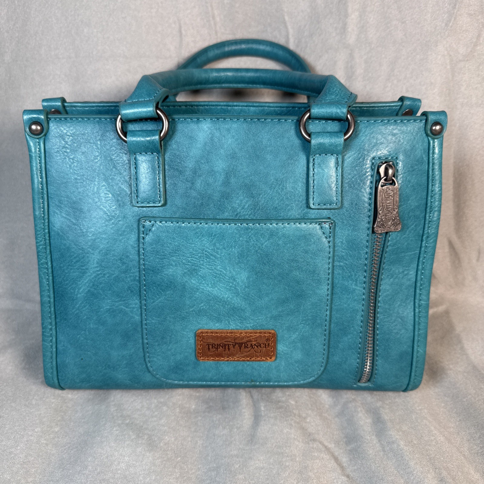 Montana West Conceal And Carry Shoulder Hand Bag purse Teal With Silver Accents