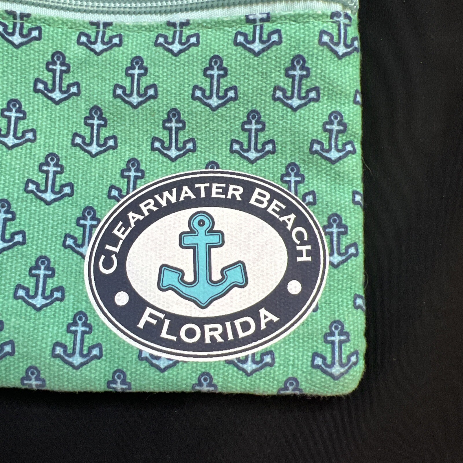 Girls Anchor Aqua & Blue Crossbody Bag Purse 2 zip pockets (7.5 x 6) 23in strap
