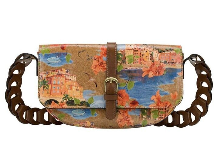 Patricia Nash Vilette Leather Chain-Link Shoulder Bag-French Riviera-NWT
