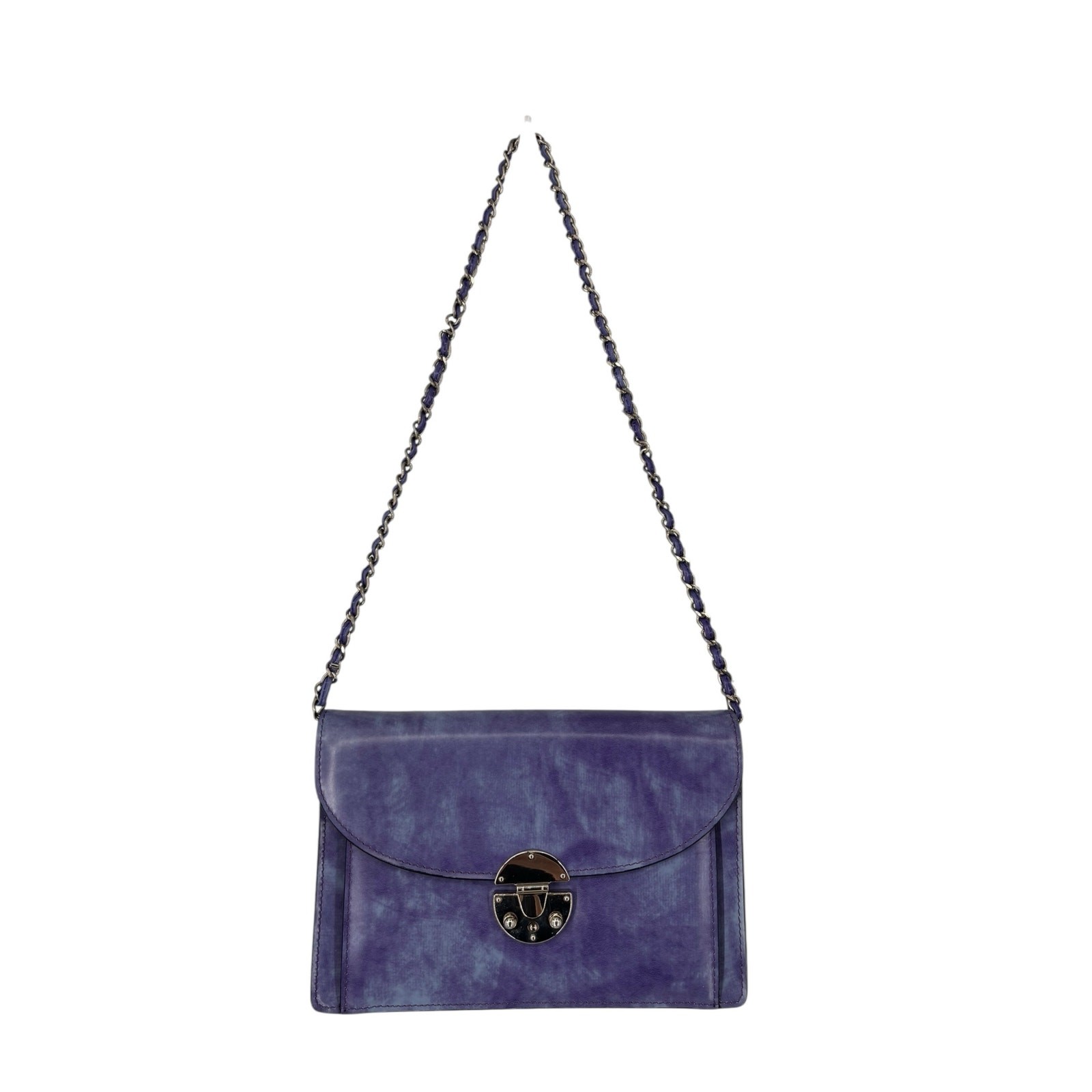 Pratesi Firenze Italy Leather Bag Marbled Purple Shoulder Designer Box Purse