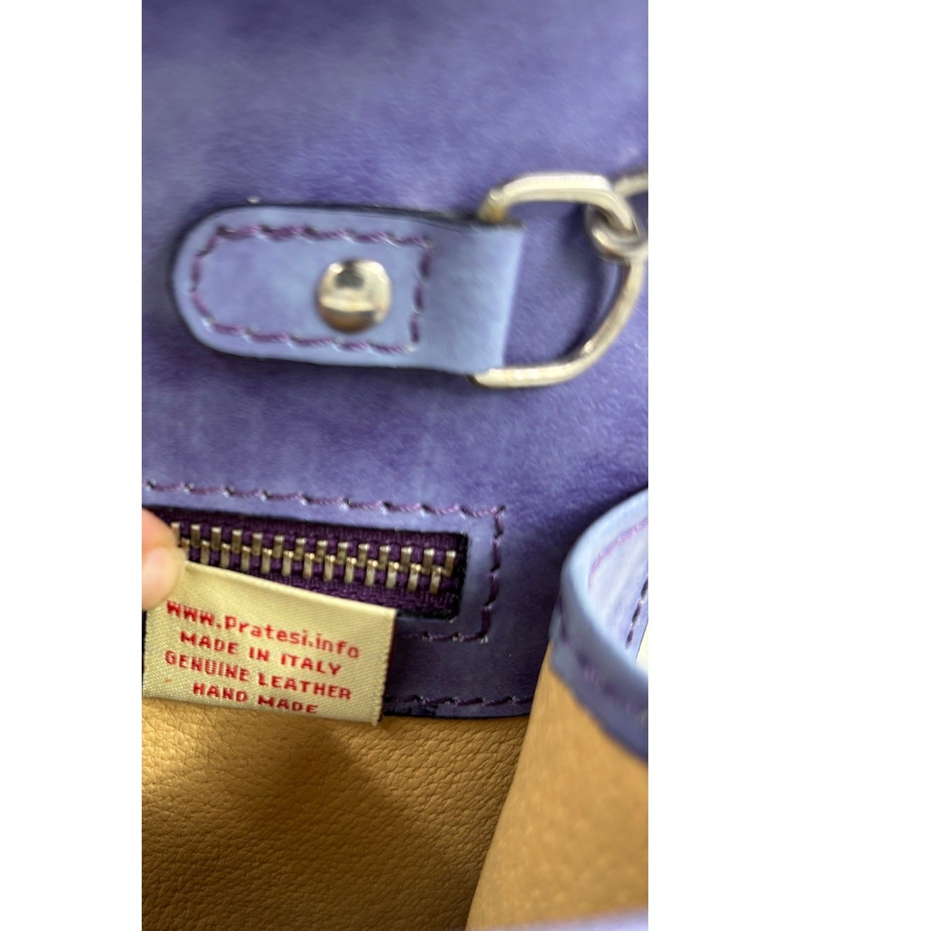 Pratesi Firenze Italy Leather Bag Marbled Purple Shoulder Designer Box Purse
