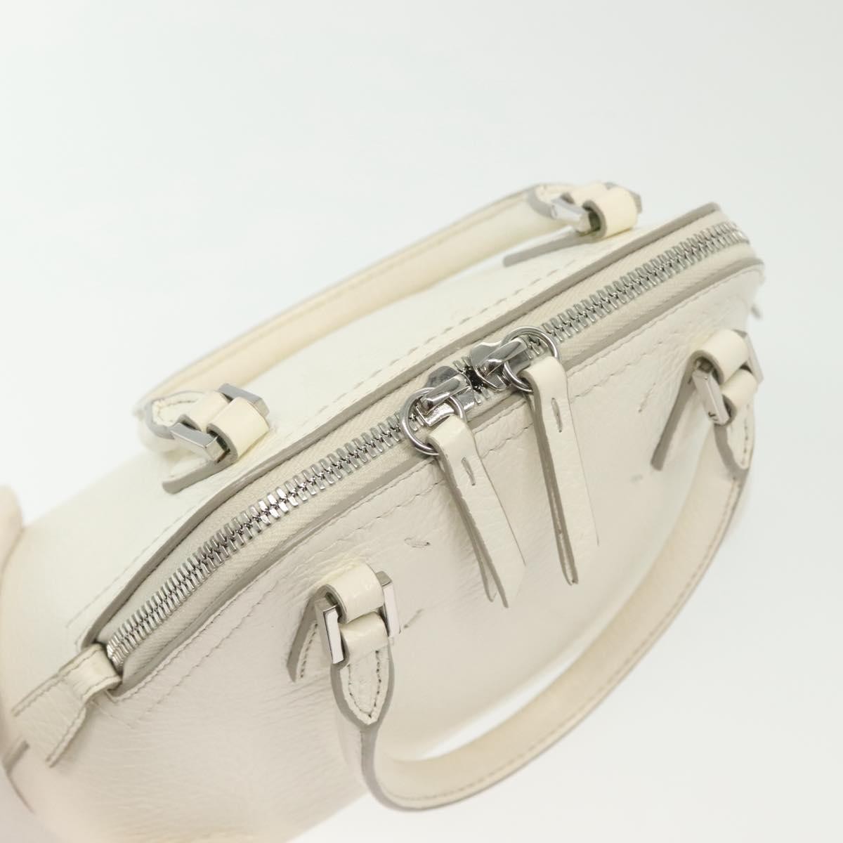 Maison Margiela 5AC mini Hand Bag Leather 2way White Silver Auth 134868
