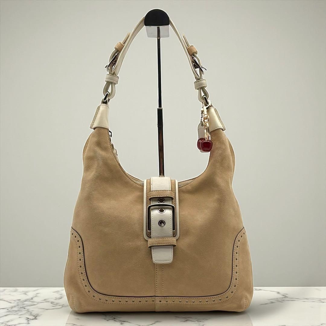 Vintage COACH Soho One-Shoulder Bag Suede Beige Silver Hardware Y2K rare