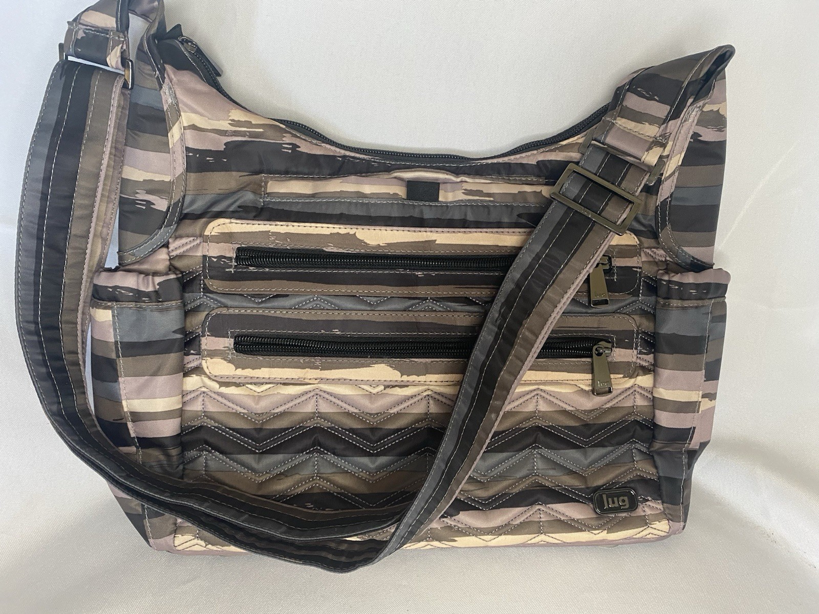Lug Camper Camouflage Pattern Crossbody RFID Zip Closure Multi Compartment