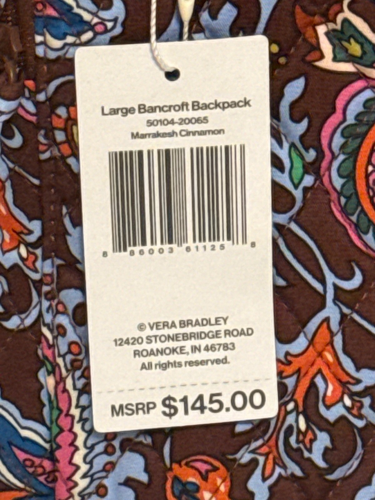 VERA BRADLEY Bancroft Backpack, Marrakesh Cinnamon NWT