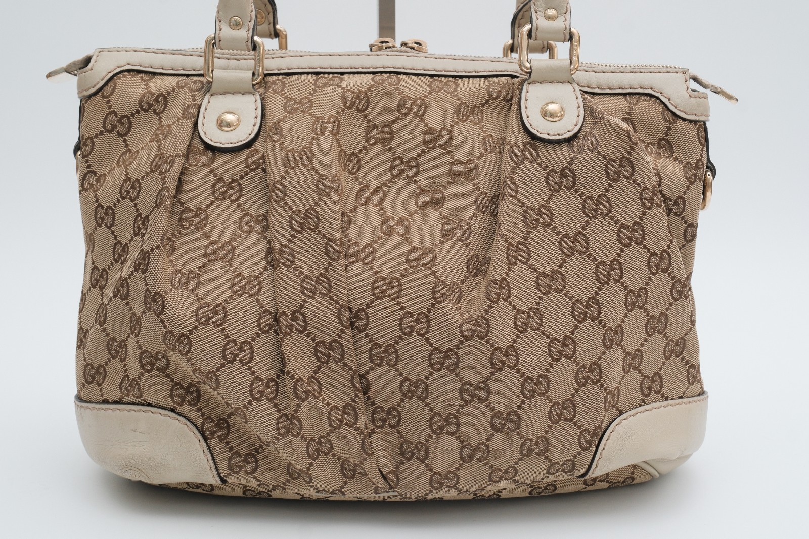 GUCCI Sukey Tote Shoulder Hand Bag 2way GG Canvas Ivory