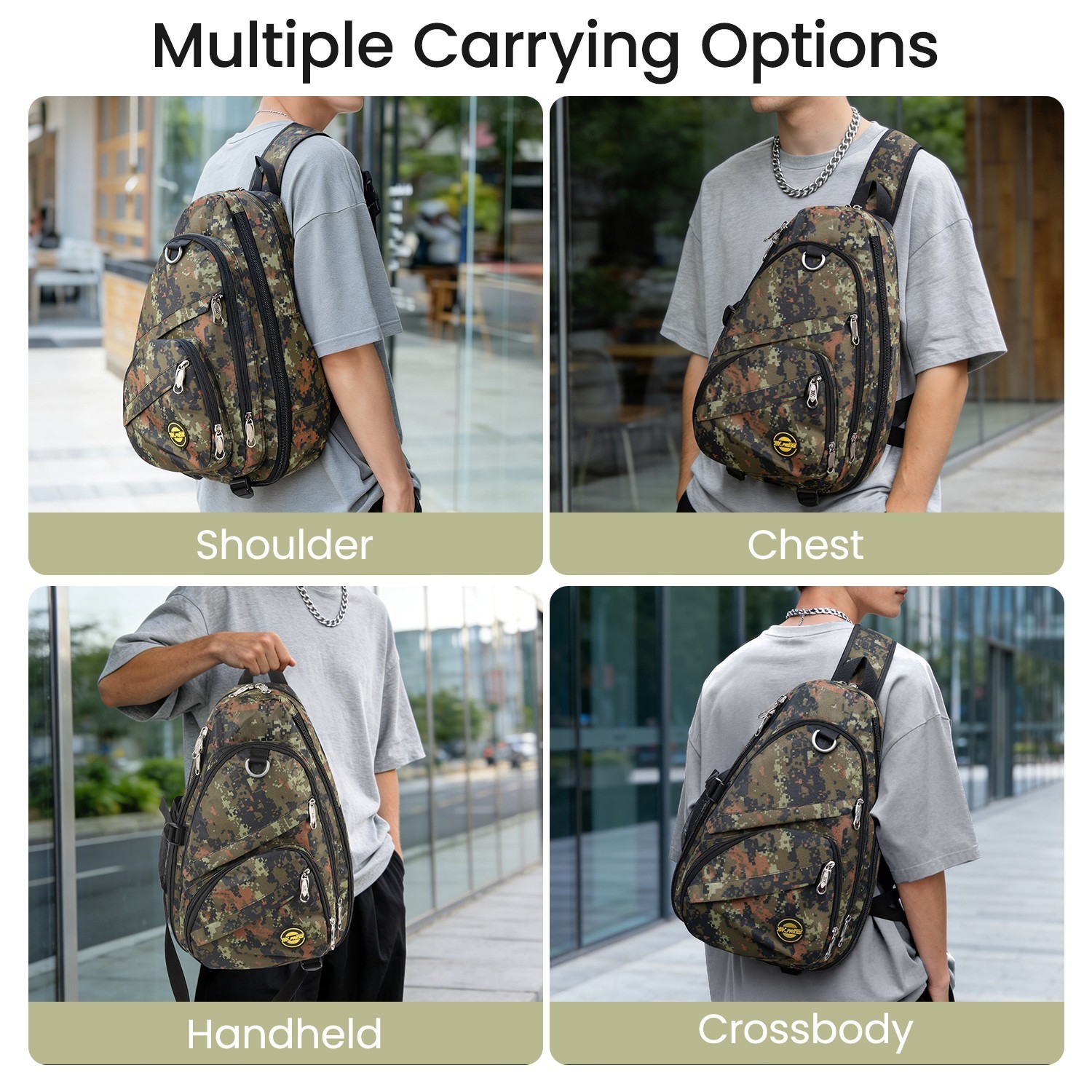 Crossbody Sling Backpack Concealed Carry Shoulder Bag for Hiking Cycling Camping
