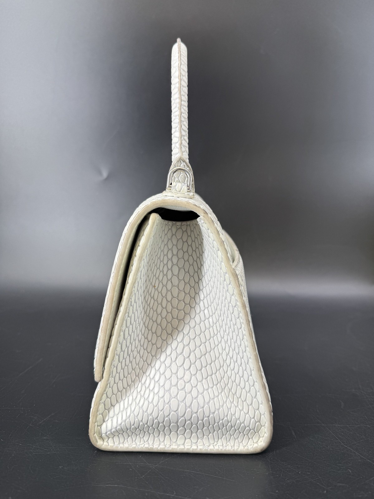 Balenciaga Small Hourglass Top Handle Python Embossed Designer Bag