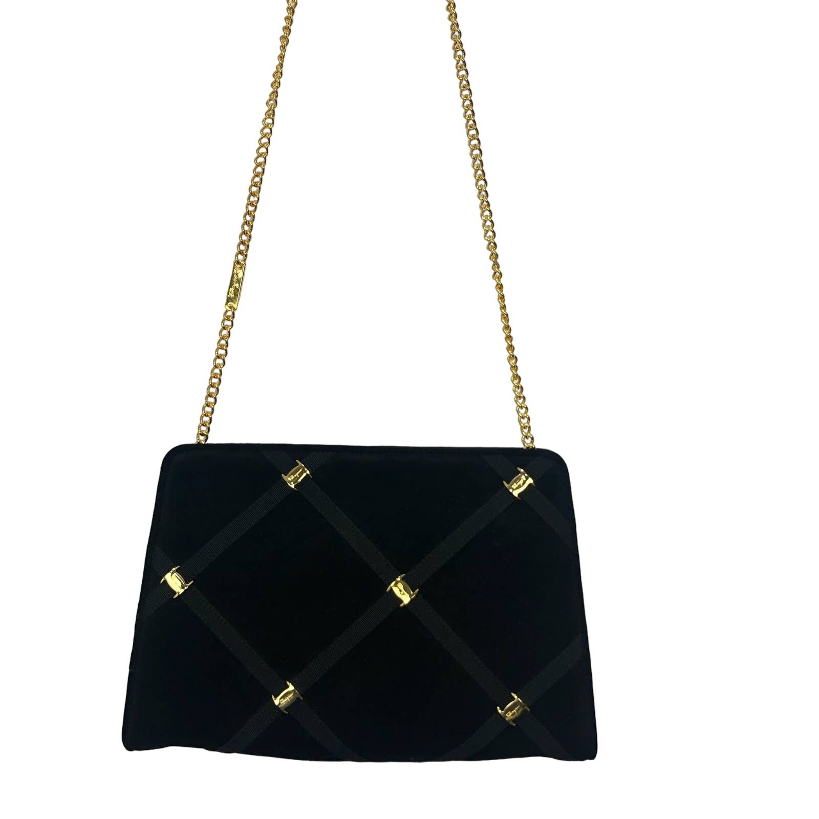 Salvatore Ferragamo Vara Soft Jeweled Studs Quilted Suede Medium Shoulder Bag