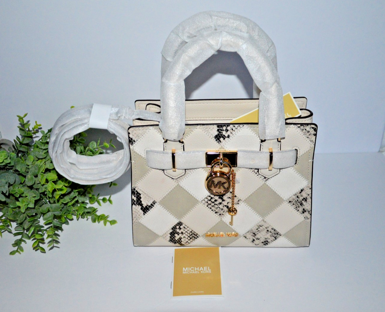 Hamilton small Natural Patchwork and snake Embossed Satchel Purse Bag