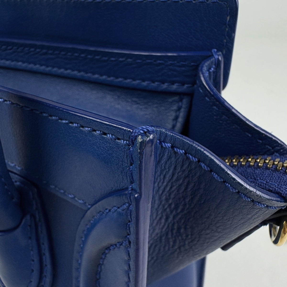 CELINE Luggage Nano Shopper 2WAY Hand Bag leather Blue Women