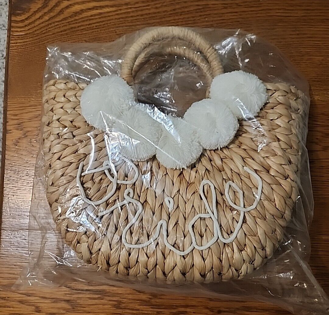 Bride Tote Bag Rattan Wicker Straw Bridal Wedding Shower Honeymoon