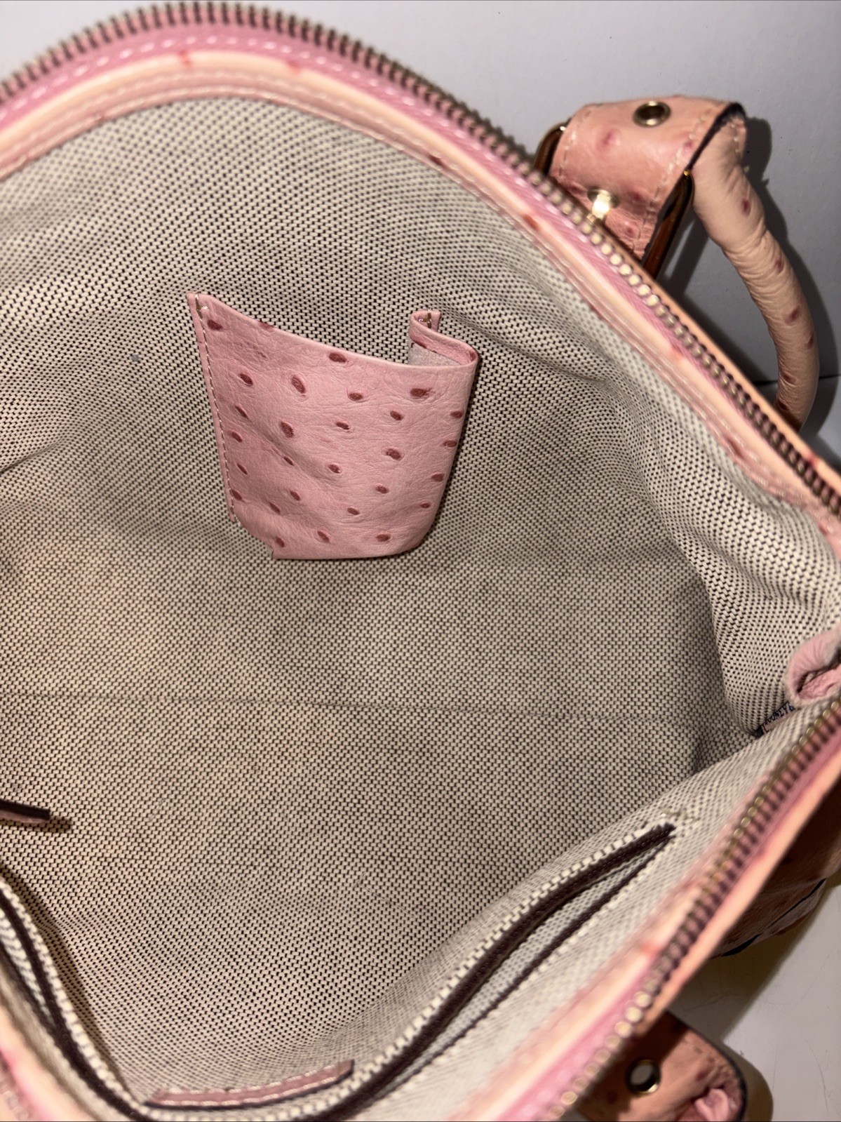 Vintage Dooney and Bourke Ostrich Shoulder Bag Pink 8x15in