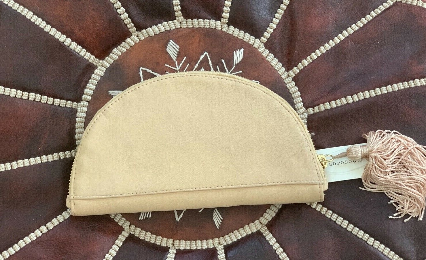 NWT Anthropologie Nude Sequin Monogram Anna Harlow Russo Pouch- Letter “S”
