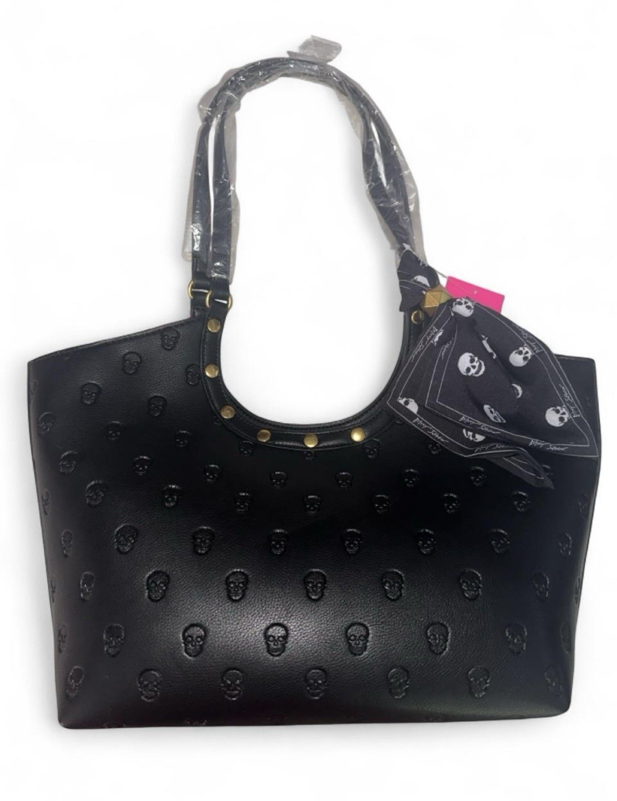 Betsey Johnson Faux Leather Skull Tote Bag