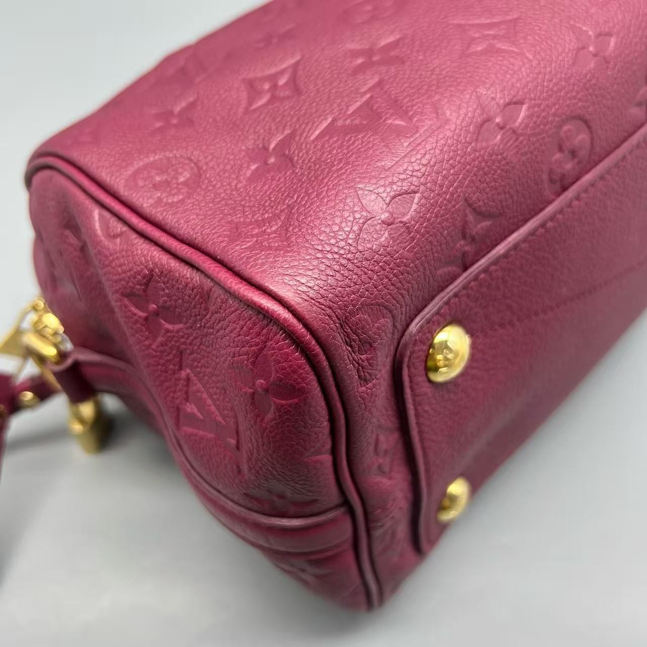 Louis Vuitton Speedy Bandoulière 25 Burgundy Monogram Empreinte Leather Auth