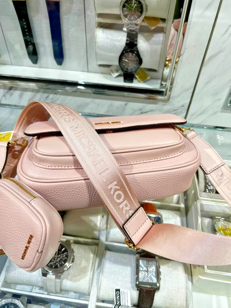 Michael Kors Jet Set Travel Small Leather Shoulder Bag w/ Case Powder Blush Pink