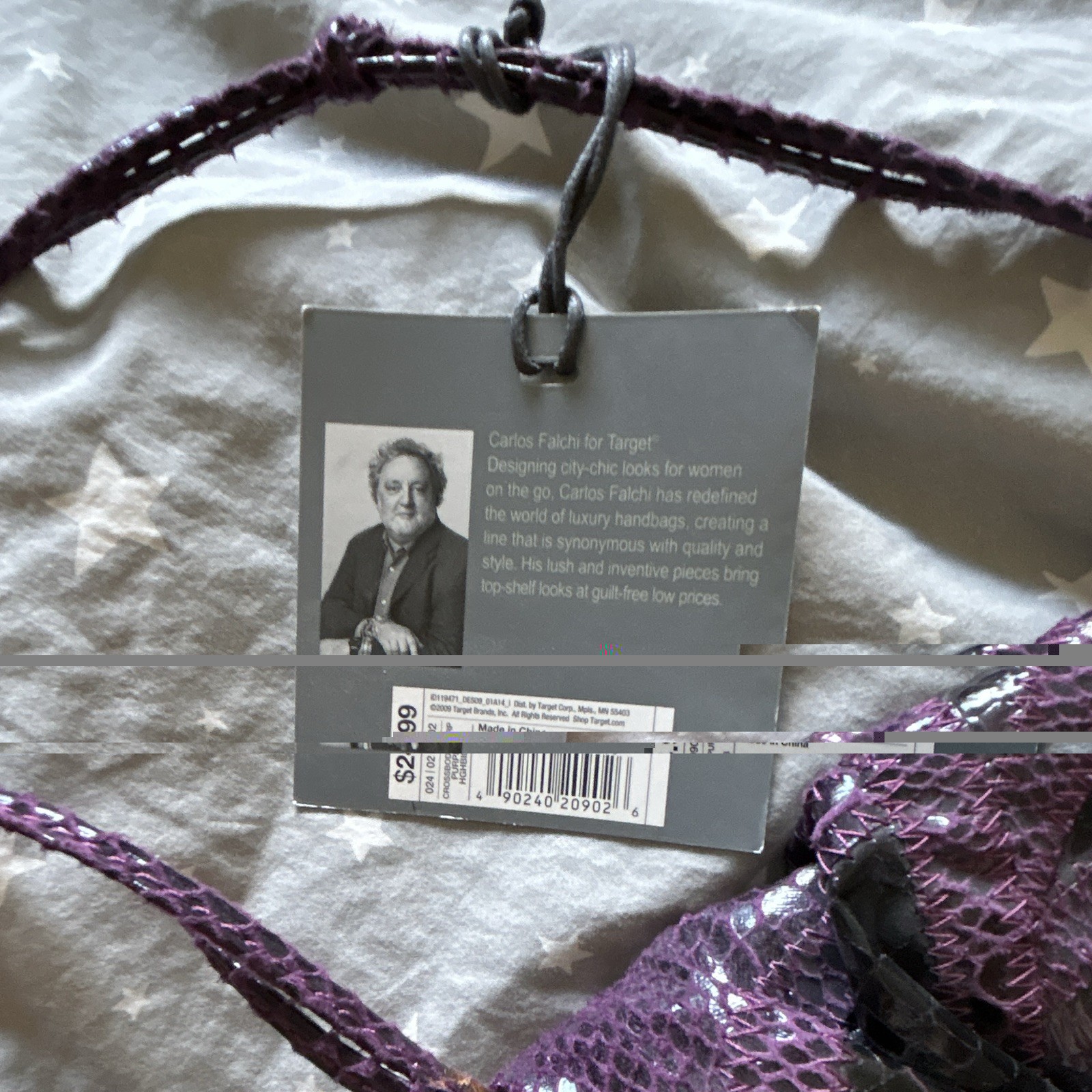 Carlos Falchi for Target Purple Patchwork Shoulder Bag with Brand Card