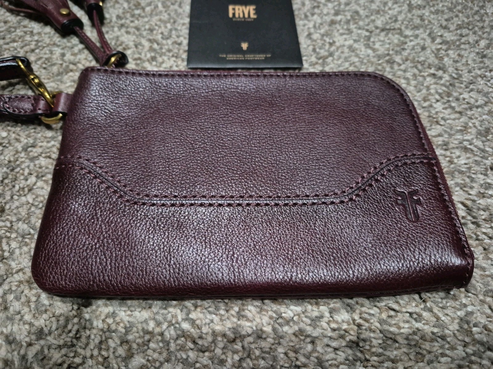 FRYE Paige Wristlet Bordeaux Tassel Accent Zip Closure 3 Inner Card Slots NWT