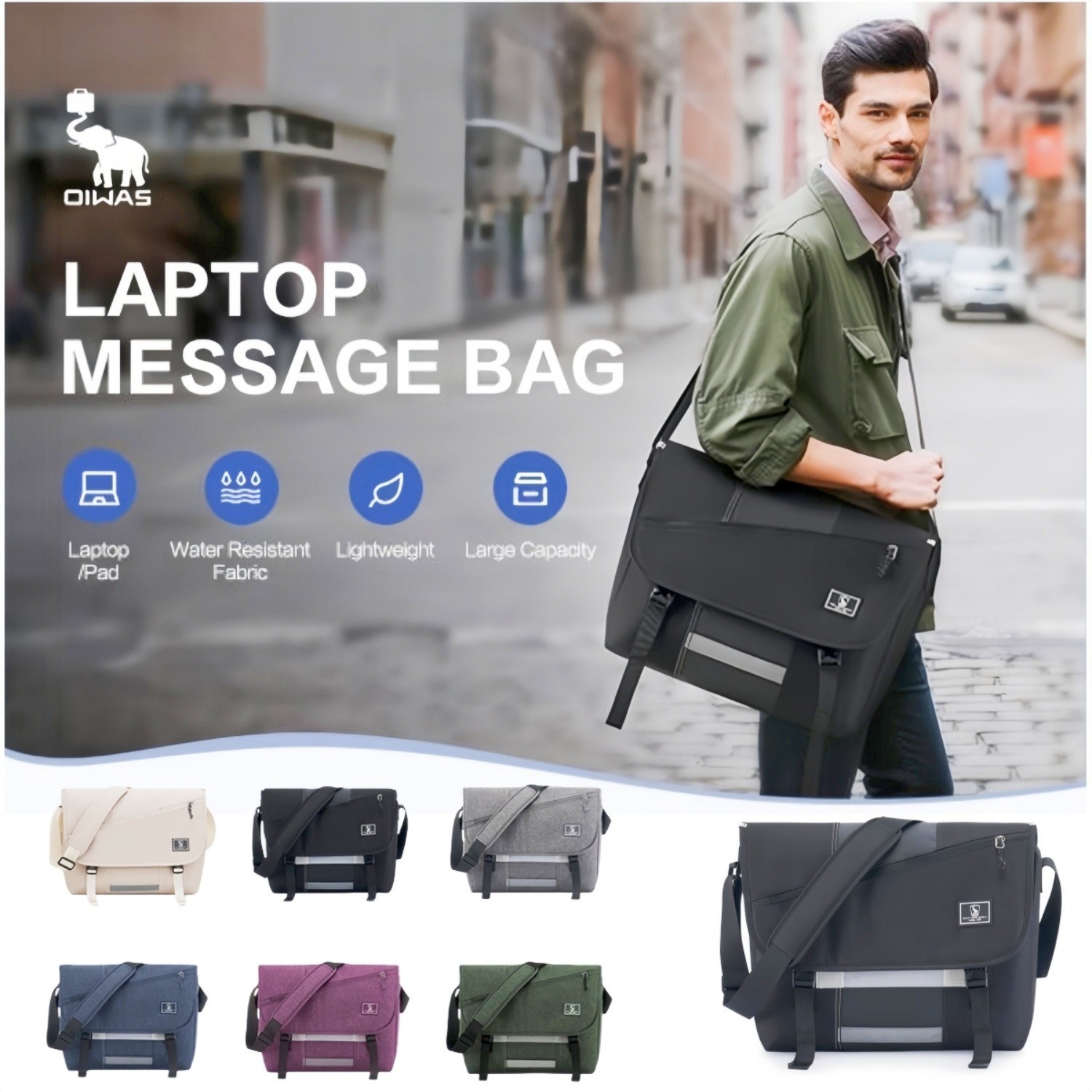 OIWAS Messenger Bag 15.6″/17″ Laptop Crossbody Bag Case Satchel Shoulder Bag US
