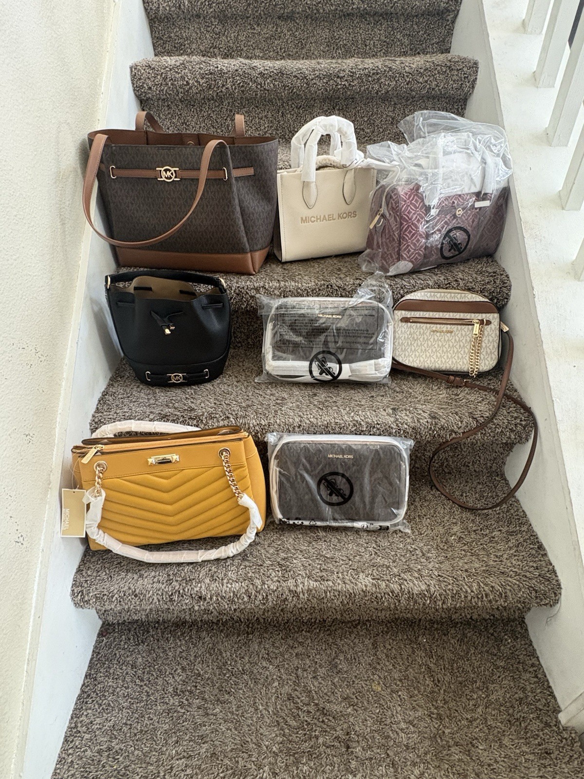 Michael Kors Lot of 8 Handbags Totes Crossbody Purses New With Care Cards