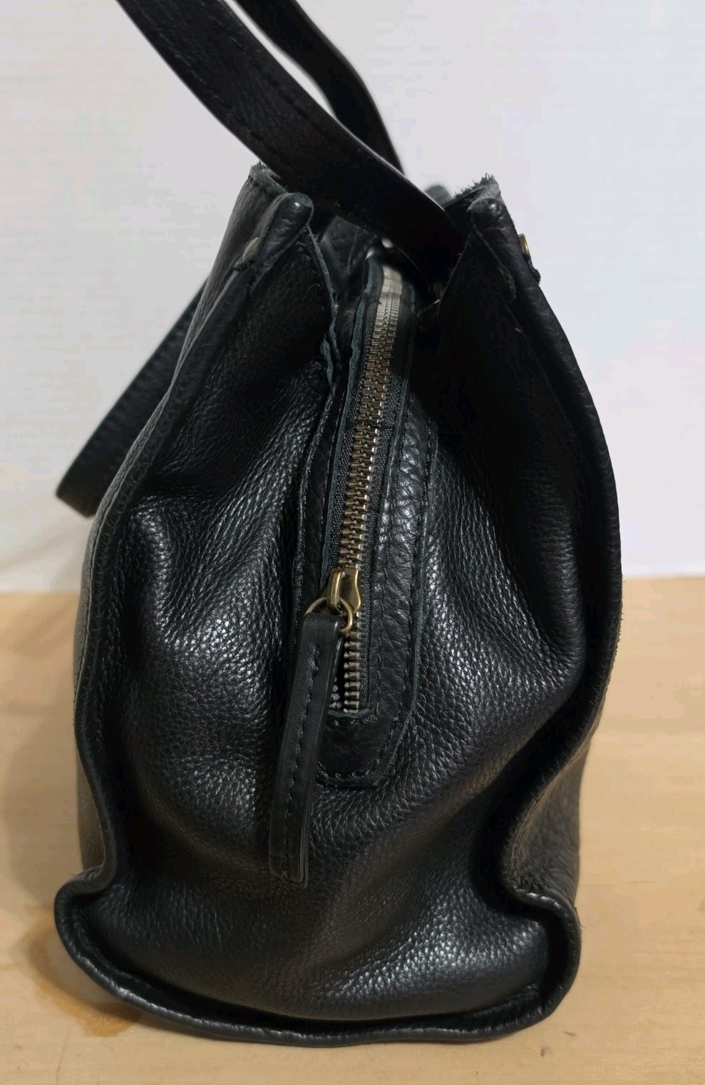 AMERICAN Leather Co LENOX Black Triple Entry Satchel Shoulder Bag Purse Clean EC