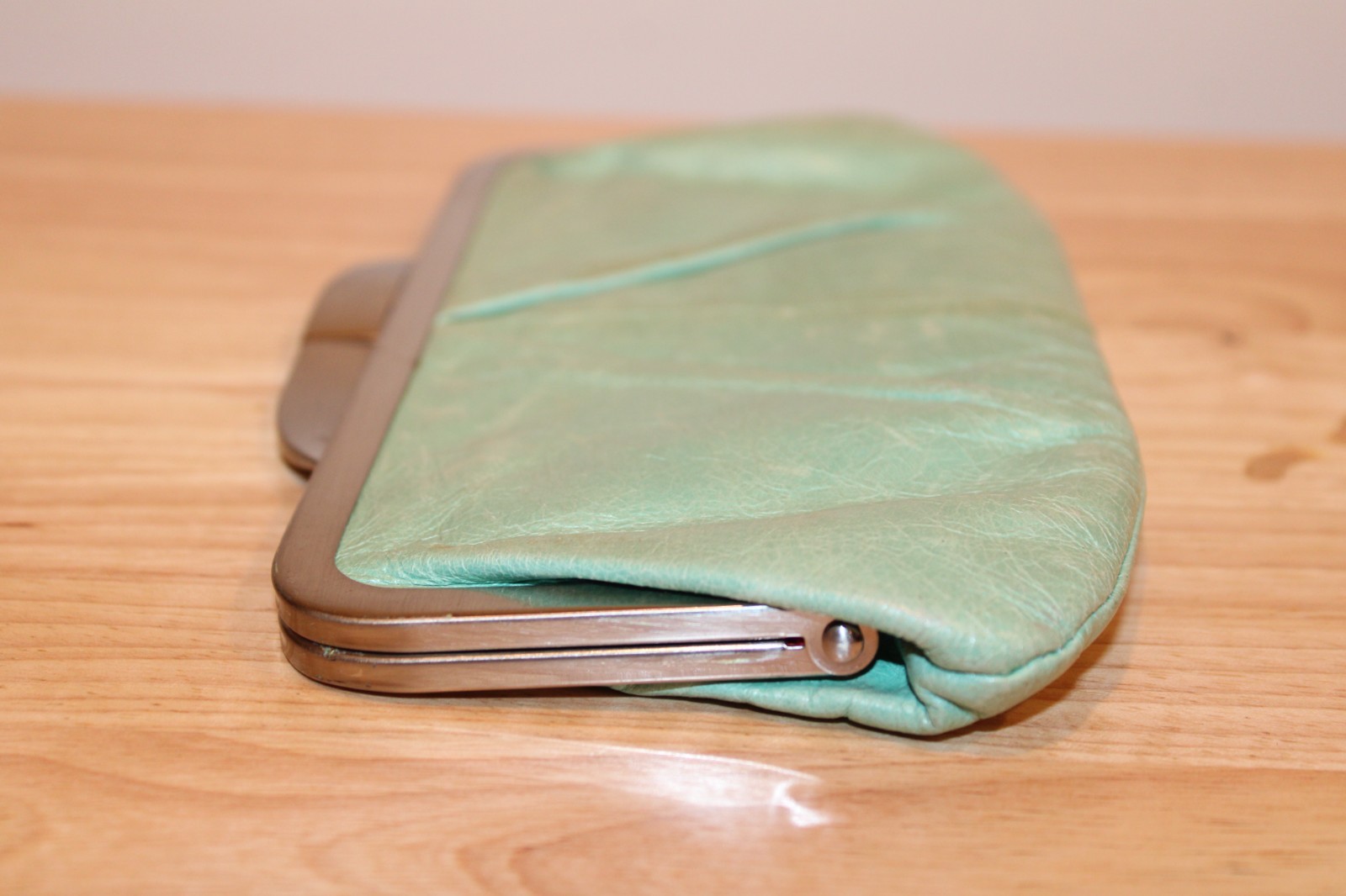 HOBO INTERNATIONAL Hayley Mint Green Leather Clutch Wallet Chain Purse