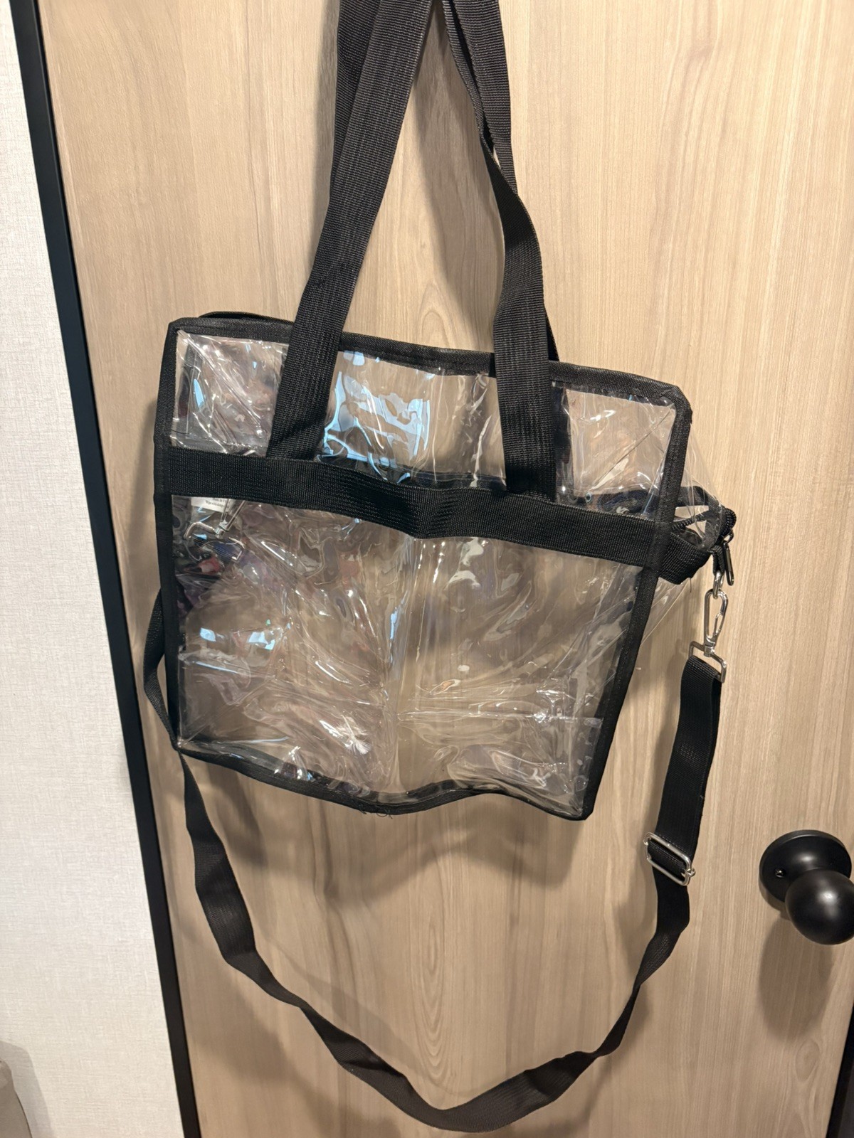 Clear Plastic Tote Bag PVC w/ Zipper Sport Concert Handbag Purse 12x 12 1/2 x 4”