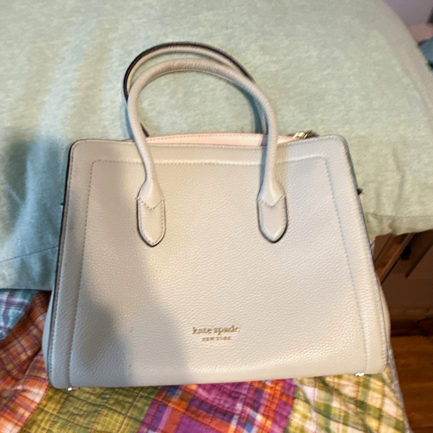 Kate Spade New York Ivory Medium Satchel Top Handle Zip Detachable Strap