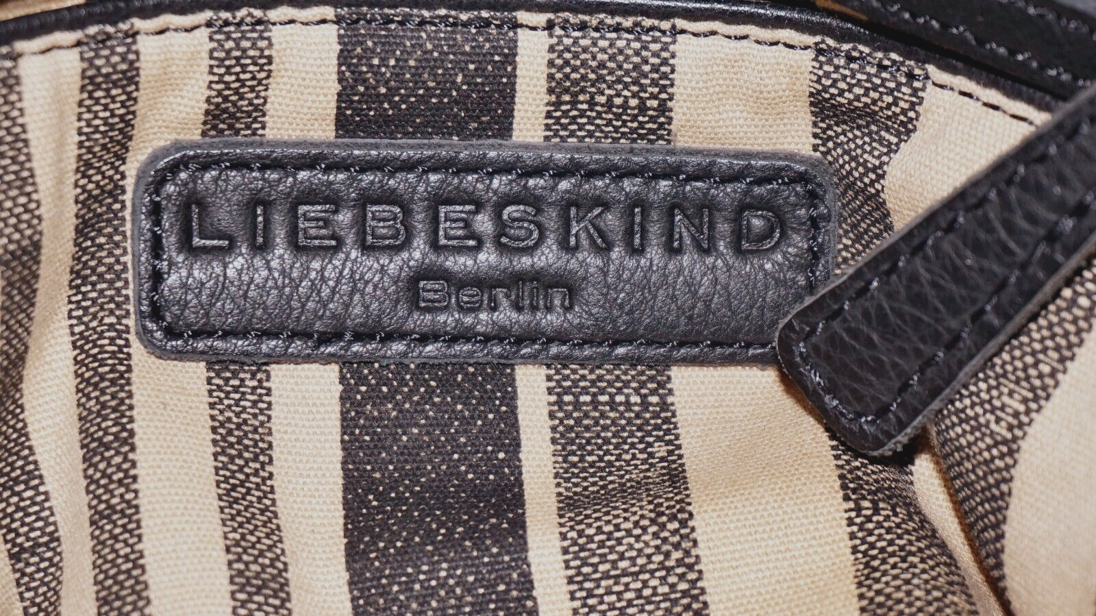 LIEBESKIND BERLIN Taupe-Gray Canvas Textile & Black Leather Handbag / Crossbody