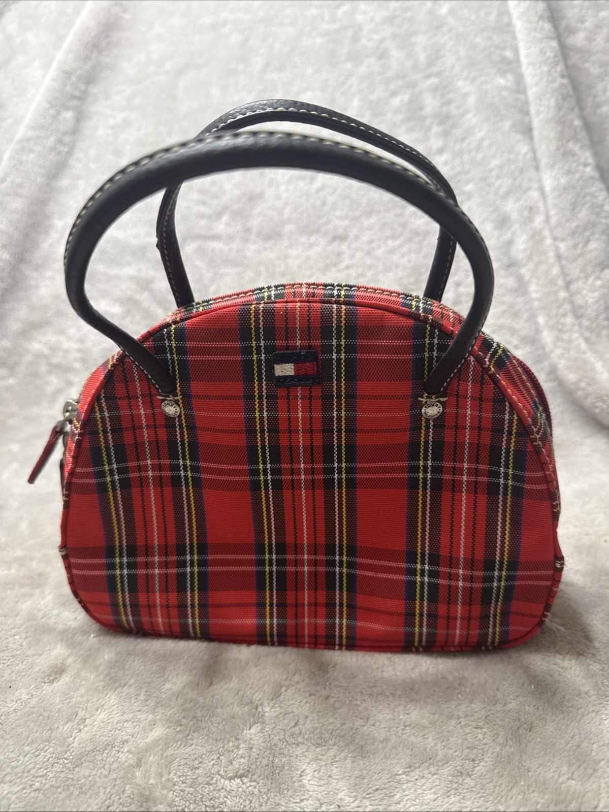 Vintage Y2K Tommy Hilfiger Purse Red Plaid Mini Tartan Satchel Bag Top Handle