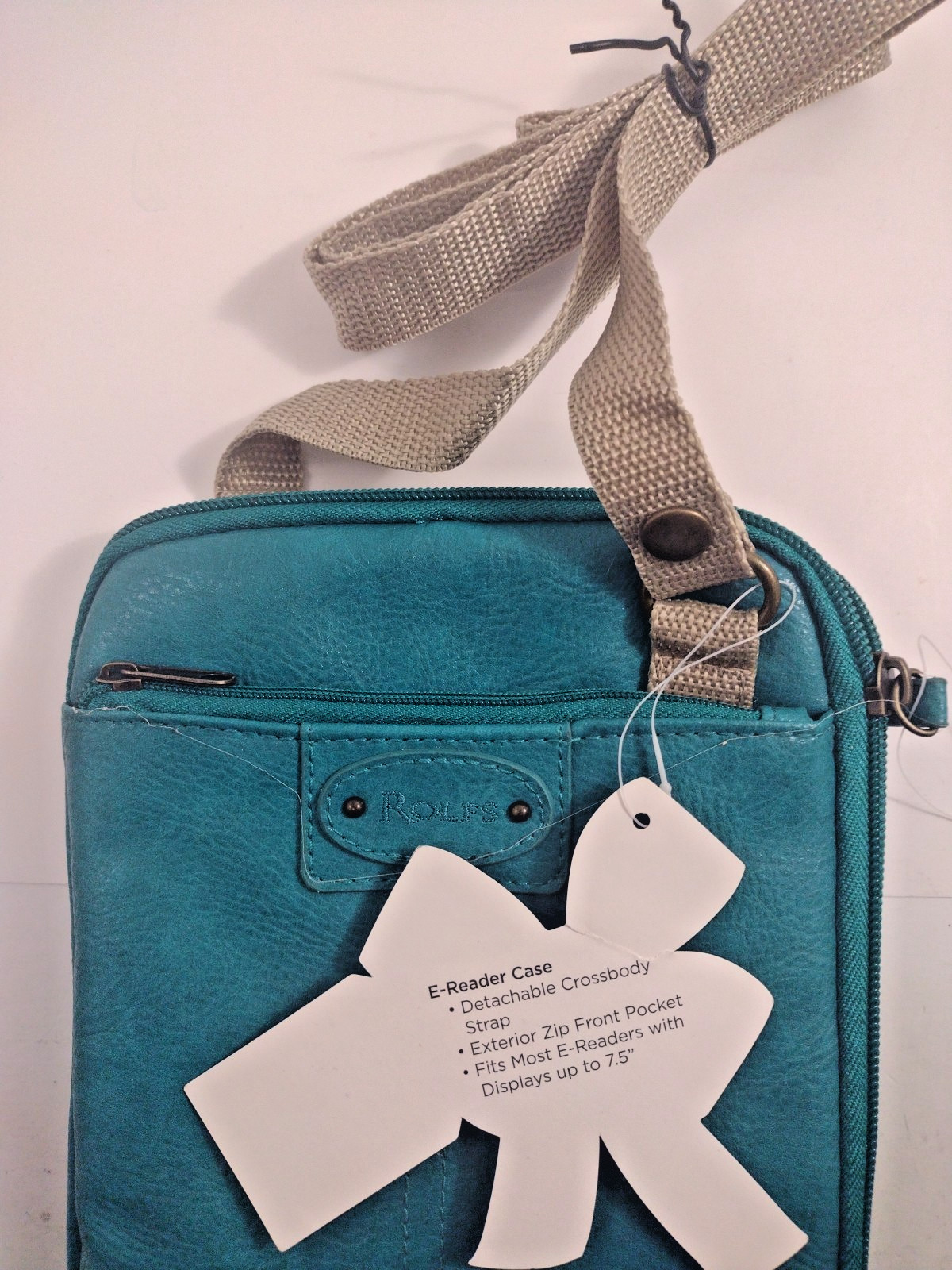 Rolfs Teal Green Crossbody Cushioned E-Reader Holder / Purse 8.5″x 6″ New